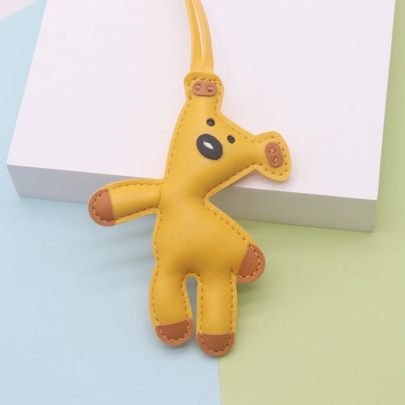 Leather Cute Cartoon Teddy Bear Pendant Keychain Bag Pendant