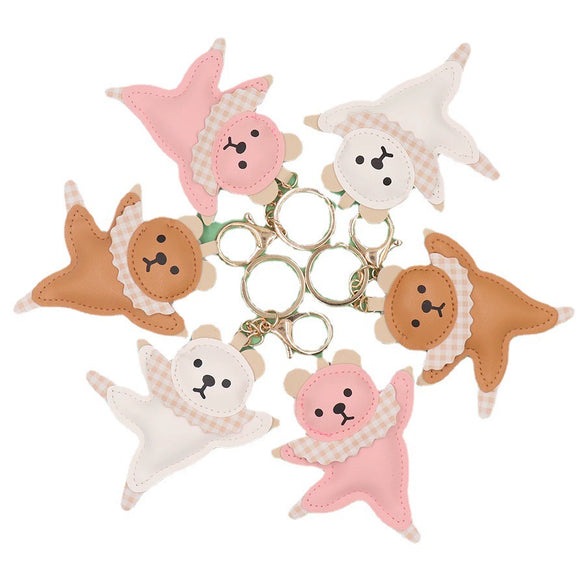 Leather Dancing Ballet Bear Keychain Women's Bag Pendant Accessories