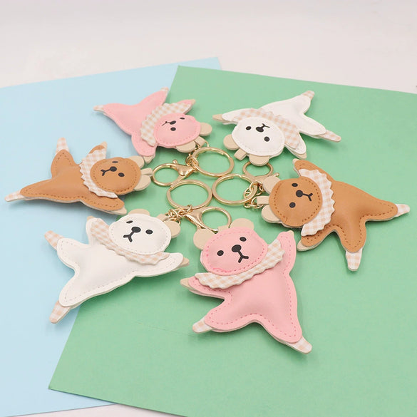 Leather Dancing Ballet Bear Keychain Women's Bag Pendant Accessories