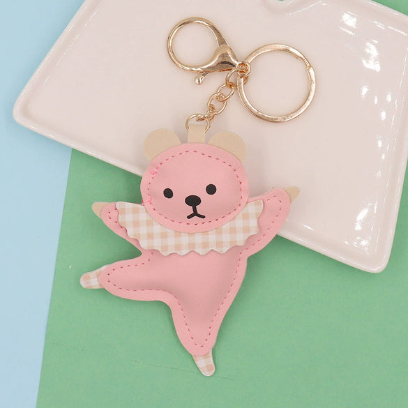 Leather Dancing Ballet Bear Keychain Women's Bag Pendant Accessories