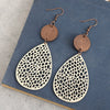 Leather Dropshaped Hollow Spider Web Stitching Earrings For Women