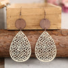 Leather Dropshaped Hollow Spider Web Stitching Earrings For Women