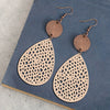 Leather Dropshaped Hollow Spider Web Stitching Earrings For Women
