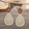 Leather Dropshaped Hollow Spider Web Stitching Earrings For Women