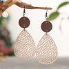Leather Dropshaped Hollow Spider Web Stitching Earrings For Women