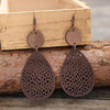 Leather Dropshaped Hollow Spider Web Stitching Earrings For Women