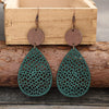 Leather Dropshaped Hollow Spider Web Stitching Earrings For Women