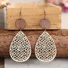 Leather Dropshaped Hollow Spider Web Stitching Earrings For Women