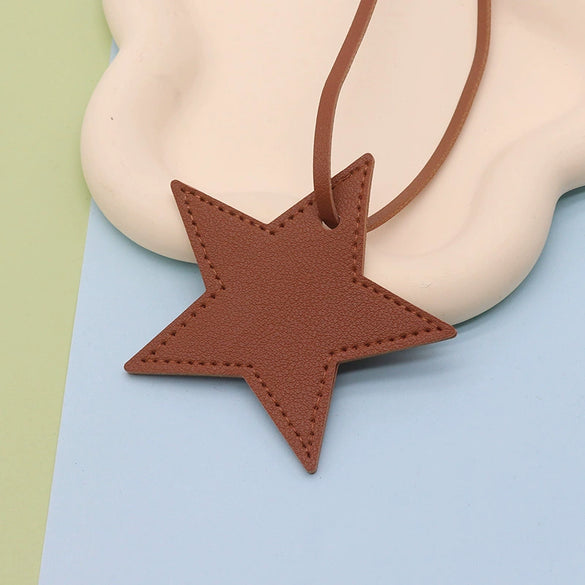 Leather Fivepointed Star Keychain Pendant Car Key And Bag Accessories Modern Simplicity Style