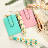 Leather Folded Vertical Zipper Card Bag Solid Color Urban Simplicity Style