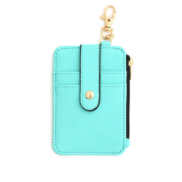 Leather Folded Vertical Zipper Card Bag Solid Color Urban Simplicity Style