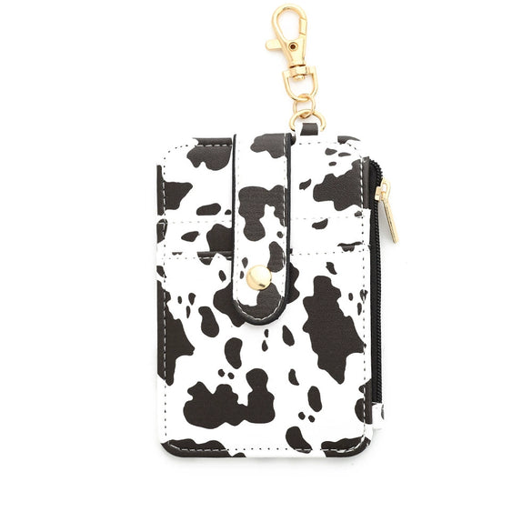 Leather Folded Vertical Zipper Card Bag Solid Color Urban Simplicity Style