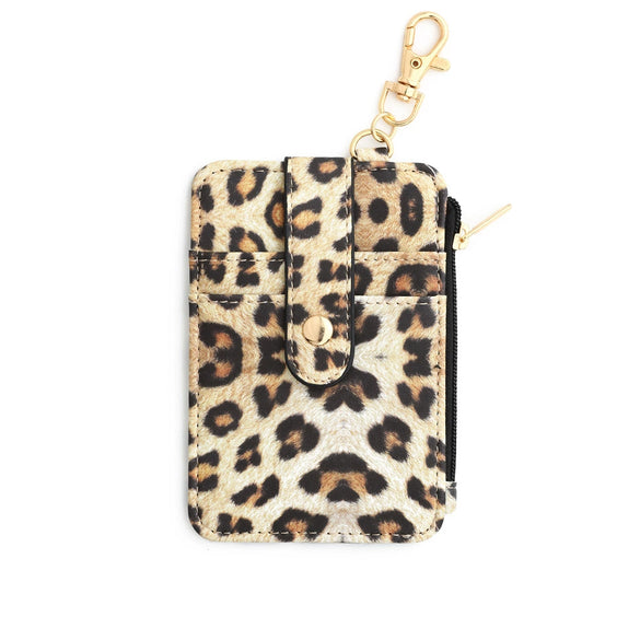 Leather Folded Vertical Zipper Card Bag Solid Color Urban Simplicity Style
