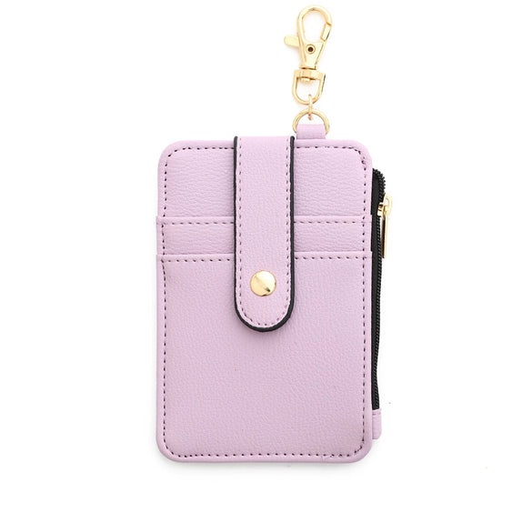 Leather Folded Vertical Zipper Card Bag Solid Color Urban Simplicity Style
