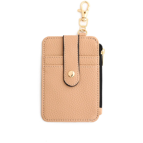 Leather Folded Vertical Zipper Card Bag Solid Color Urban Simplicity Style