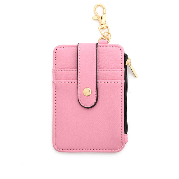 Leather Folded Vertical Zipper Card Bag Solid Color Urban Simplicity Style