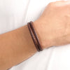 Leather Geometric Doublelayer Handwoven Magnetic Buckle Men's Bracelet