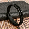 Leather Geometric Doublelayer Handwoven Magnetic Buckle Men's Bracelet