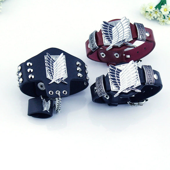 Leather Geometric Pattern Hand Strap Bracelet With Diamond Design