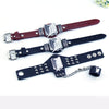 Leather Geometric Pattern Hand Strap Bracelet With Diamond Design