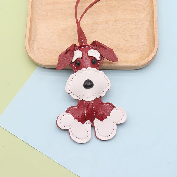 Leather Hand Rope Bag Hanging Car Keychain Pendant Cartoon Animal Shape Decorative Gift