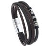 Leather Handmade Beaded Woven Bracelet With Dragon Pattern And Alloy Magnetic Buckle For Men