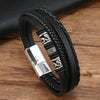 Leather Handmade Beaded Woven Bracelet With Dragon Pattern And Alloy Magnetic Buckle For Men
