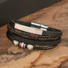 Leather Handwoven Bracelets Alloy Electroplated Geometric Buckle Jewelry For Men
