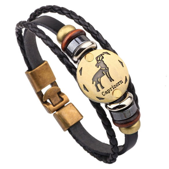 Leather Handwoven Constellation Hiphop Unisex Bracelet