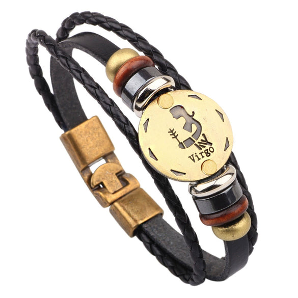 Leather Handwoven Constellation Hiphop Unisex Bracelet