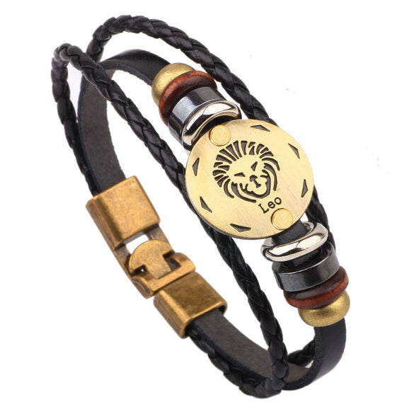 Leather Handwoven Constellation Hiphop Unisex Bracelet