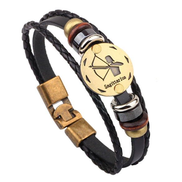 Leather Handwoven Constellation Hiphop Unisex Bracelet