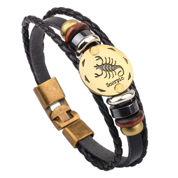 Leather Handwoven Constellation Hiphop Unisex Bracelet
