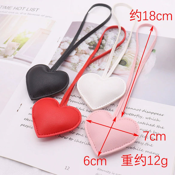 Leather Heart Hand Rope Bag Pendant Car Keychain Clothing Accessories For Couple's Backpack Hanging Modern Simplicity Style
