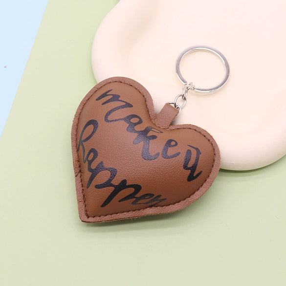 Leather Heartshaped Valentine's Day Love Car Keychain Pendant For Couple Modern Simplicity Style