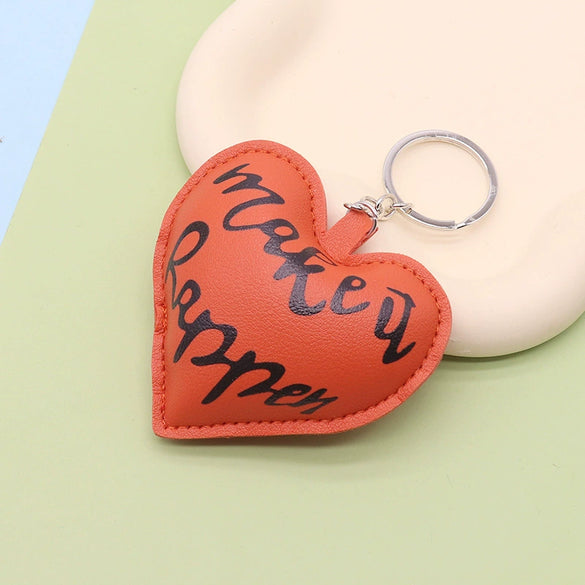Leather Heartshaped Valentine's Day Love Car Keychain Pendant For Couple Modern Simplicity Style