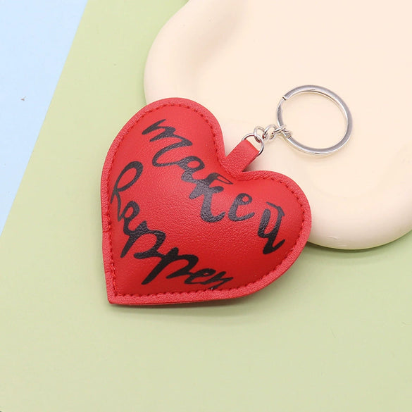 Leather Heartshaped Valentine's Day Love Car Keychain Pendant For Couple Modern Simplicity Style
