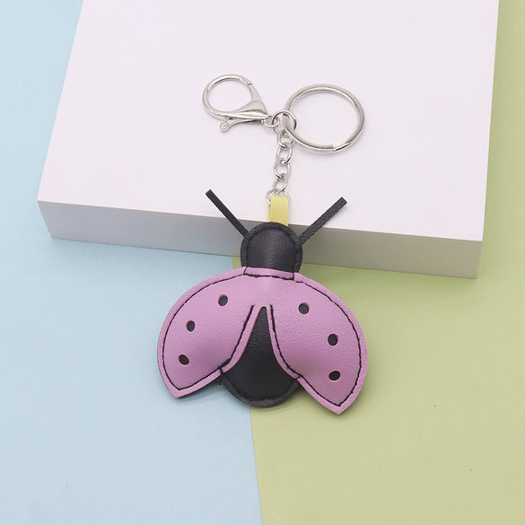 Leather Insect Ladybug Keychain Modern Minimalist Style