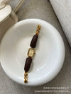 Leather Ladies Square Quartz Watch Bracelet With Elephant Design