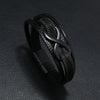 Leather Men's Retro Handmade Multilayer Braided Magnetic Buckle Bracelet With Letters Numbers Text Design