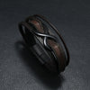 Leather Men's Retro Handmade Multilayer Braided Magnetic Buckle Bracelet With Letters Numbers Text Design