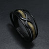 Leather Men's Retro Handmade Multilayer Braided Magnetic Buckle Bracelet With Letters Numbers Text Design