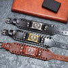 Leather Metal Curved Handmade Unisex Geometric Nordic Mythical Thor's Hammer Vintage Bracelet