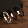 Leather Multilayer Braided Bracelet Handmade With Stainless Steel Magnet Buckle Electroplated Microfiber Unisex Jewelry