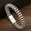 Leather Multilayer Braided Bracelet Handmade With Stainless Steel Magnet Buckle Electroplated Microfiber Unisex Jewelry