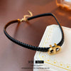 Leather Neck Chain With Titanium Steel Letter D Pendant Electroplated Women's Creative Design