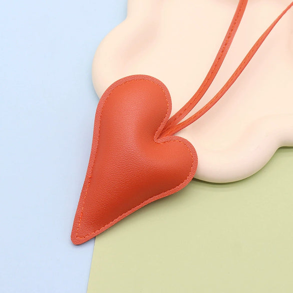 Leather Peach Heart Bag Pendant Modern Simplicity Style Clothing Hand Rope Accessories