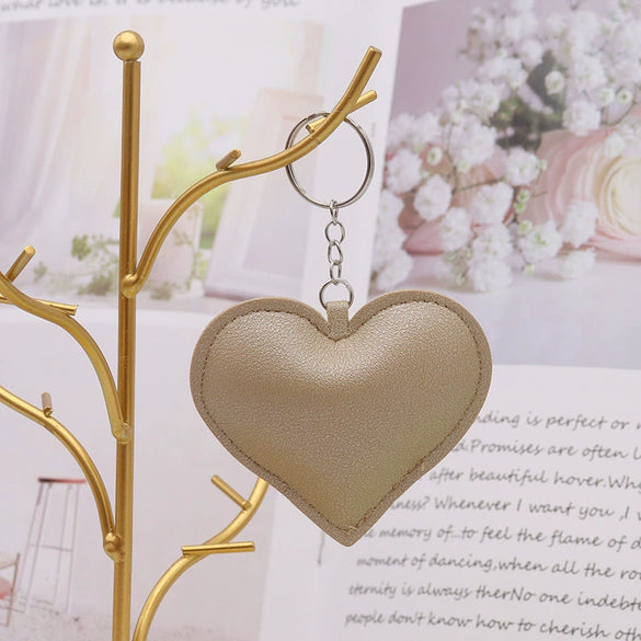 Leather Peach Heart Keychain Fashionable Couple Pendant