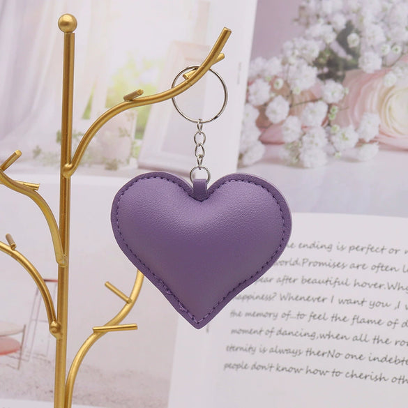 Leather Peach Heart Keychain Fashionable Couple Pendant