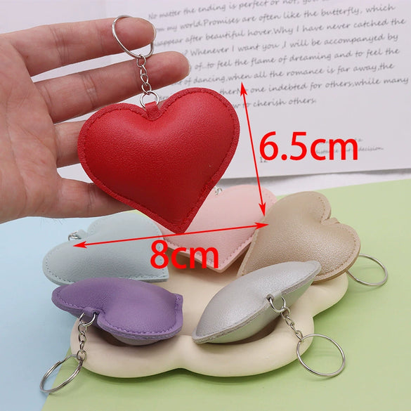 Leather Peach Heart Keychain Fashionable Couple Pendant